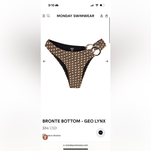 NWT Monday Swimwear Bronte Bottom Geo Lynx - Picture 1 of 7